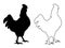 Linear icon. Domestic rooster male in fighting stance. Farm bird. Simple black and white vector isolated on white background
