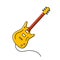 Linear icon electric guitar with a cord in the cartoon style. flat vector illustration
