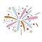 Linear icon festive multicolored salute fireworks. Holiday icon. Trendy flat design