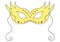 Linear icon festive yellow mask with pattern for carnival. Holiday icon.