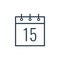 Linear icon of the fifteenth day of the calendar.