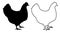 Linear icon. Homemade chicken. Farm bird laying eggs. Simple black and white vector isolated on white background