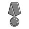 Linear icon. medal of soldier, military round order, badge of distinction for courage and bravery in battle. Simple black and