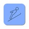 Linear icon of skier jumping from a springboard