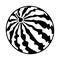 Linear icon, striped ripe watermelon. Autumn harvest of watermelons in farmer fields. Simple black and white vector isolated on