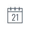 Linear icon of the Twenty-first day of the calendar.