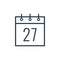 Linear icon of the Twenty-seventh day of the calendar.