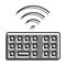Linear icon. Wifi personal computer keyboard. Symbols on keyboard buttons. Simple black and white vector isolated on white