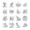 Linear icons, water sports