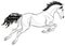 Linear illustration of a jumping horse.