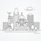 Linear illustration of Montreal, Canada. Flat one line style. Trendy vector illustration