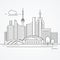 Linear illustration of Toronto, Canada. Flat one line style. Trendy vector illustration