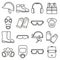 Linear job safety equipment vector icons set