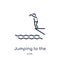 Linear jumping to the water icon from Activity and hobbies outline collection. Thin line jumping to the water vector isolated on