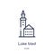 Linear lake bled icon from Buildings outline collection. Thin line lake bled vector isolated on white background. lake bled trendy