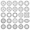 Linear lens aperture icons isolated on a white background