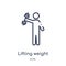 Linear lifting weight with right arm icon from Gym and fitness outline collection. Thin line lifting weight with right arm icon