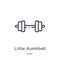 Linear little dumbbell icon from Gym and fitness outline collection. Thin line little dumbbell icon isolated on white background.