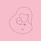 Linear logo, mother with a baby. Happy maternity. Face to face. Hugs with love