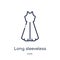 Linear long sleeveless dress icon from Clothes outline collection. Thin line long sleeveless dress vector isolated on white