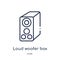 Linear loud woofer box icon from Cinema outline collection. Thin line loud woofer box vector isolated on white background. loud
