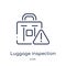 Linear luggage inspection icon from Airport terminal outline collection. Thin line luggage inspection vector isolated on white