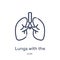 Linear lungs with the trachea icon from Human body parts outline collection. Thin line lungs with the trachea icon isolated on