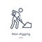Linear man digging icon from Behavior outline collection. Thin line man digging vector isolated on white background. man digging