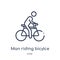 Linear man riding bicylce icon from Behavior outline collection. Thin line man riding bicylce vector isolated on white background