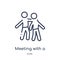 Linear meeting with a friend icon from Activity and hobbies outline collection. Thin line meeting with a friend vector isolated on