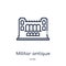 Linear militar antique building icon from Army and war outline collection. Thin line militar antique building vector isolated on