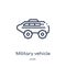 Linear military vehicle icon from Army outline collection. Thin line military vehicle vector isolated on white background.