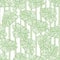 Linear monstera outline seamless pattern on stripe background. Tropical leaves backdrop