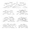 Linear mountains vector illustration. Line mountain alps landscape set