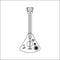 Linear Musical instrument balalaika with floral ornament. Folk Russian music. Black Contour object isolated on a white
