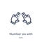 Linear number six with six fingers icon from Hands and guestures outline collection. Thin line number six with six fingers icon