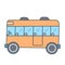 Linear orange school bus on white background