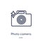 Linear photo camera with flash icon from Electronic stuff fill outline collection. Thin line photo camera with flash vector