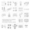 Linear photography and camera icons set
