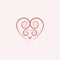 linear pink heart with a decorative pattern icon, logo, symbol o