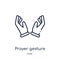 Linear prayer gesture icon from Hands and guestures outline collection. Thin line prayer gesture icon isolated on white background