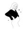 Linear pregnant woman. Abstract female silhouette. Prenatal period. Happy pregnancy and motherhood. Vector outline