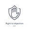 Linear right to objection icon from Gdpr outline collection. Thin line right to objection icon isolated on white background. right