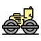 Linear road roller icon color outline vector