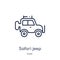 Linear safari jeep icon from Culture outline collection. Thin line safari jeep vector isolated on white background. safari jeep