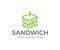 Linear sandwich logo design. Fast food vector design