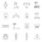 Linear scales and weight vector icons set