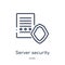 Linear server security icon from Internet security and networking outline collection. Thin line server security icon isolated on
