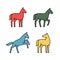 Linear Set of colored Horses icons