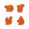 Linear Set of colored Squirrels icons